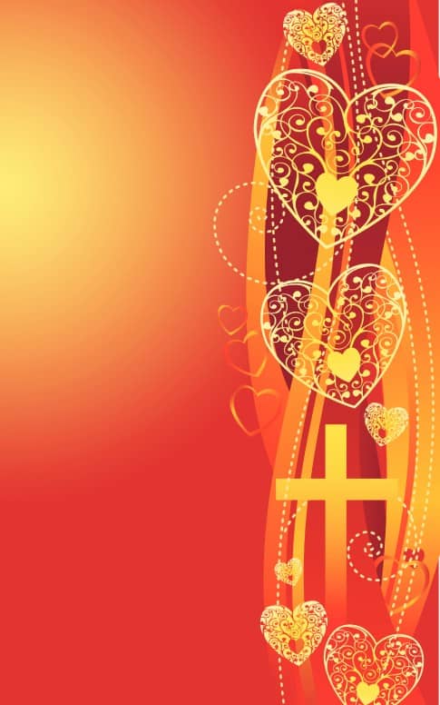 Hearts and Crosses Valentines Day Bulletin Cover