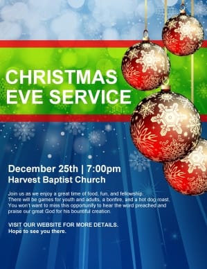 Christmas Service Announcement Church Flyer