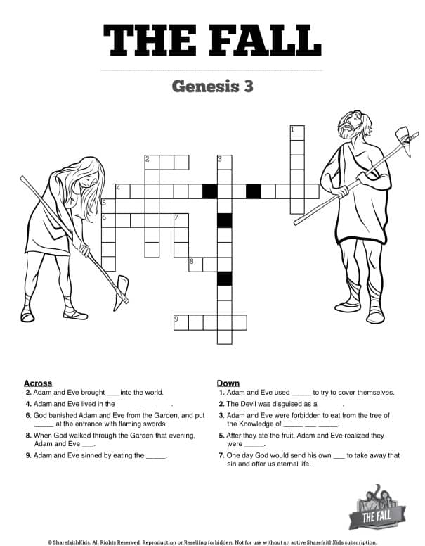 The Fall Of Man Printable Crossword Puzzles