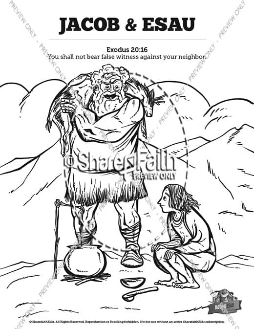 Story Of Jacob and Esau Bible Coloring Pages