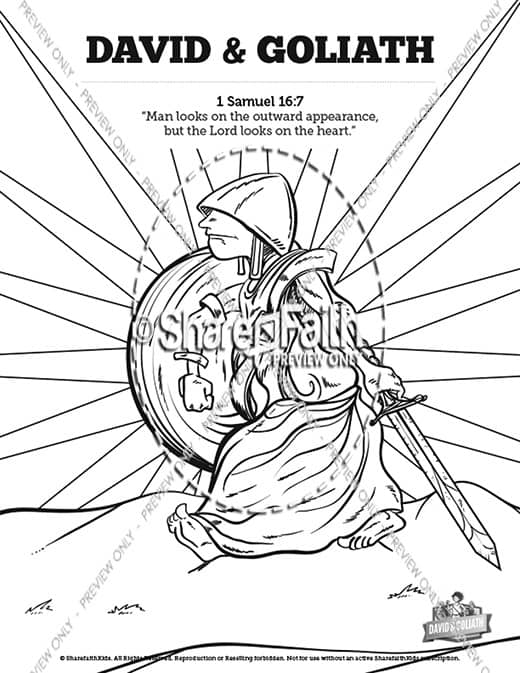 David and Goliath Sunday School Coloring Pages