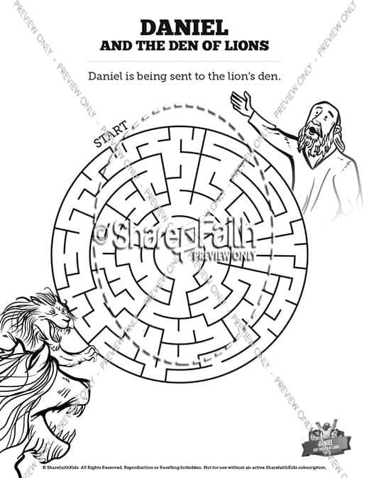 Daniel And The Lions Den Bible Mazes