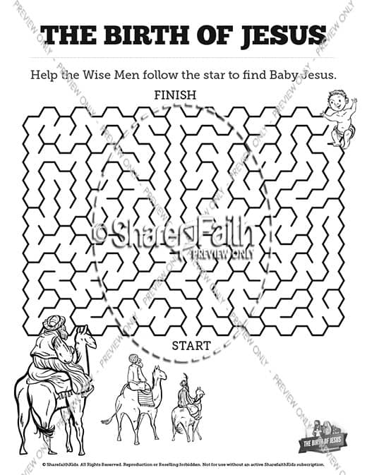 The Birth of Jesus Bible Mazes