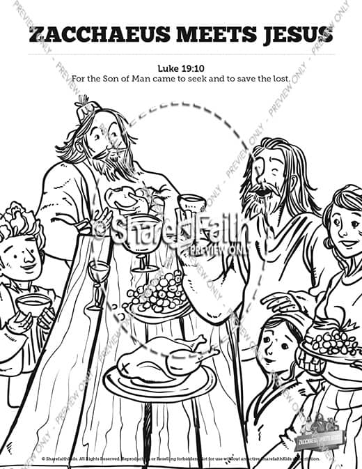 Luke 19 Story of Zacchaeus Sunday School Coloring Pages