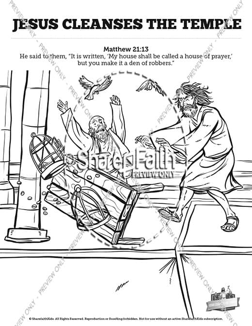 Matthew 21 Jesus Cleanses the Temple Sunday School Coloring Pages