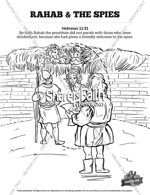 Joshua 2 The Story of Rahab Sunday School Coloring Pages