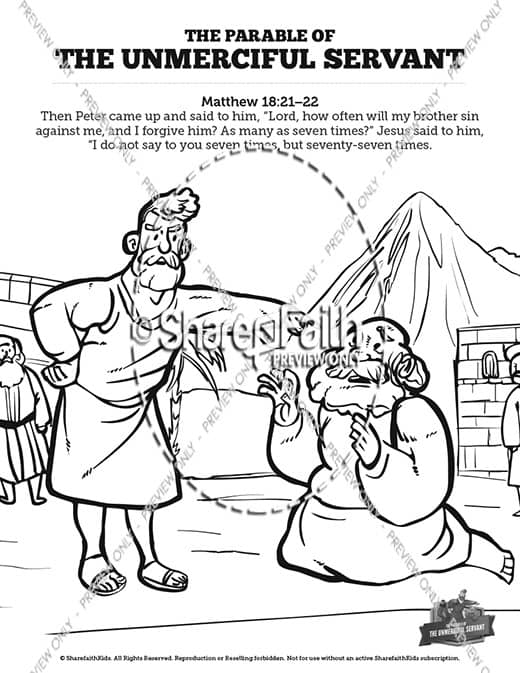 Matthew 18 The Parable of the Unforgiving Servant Sunday School Coloring Pages