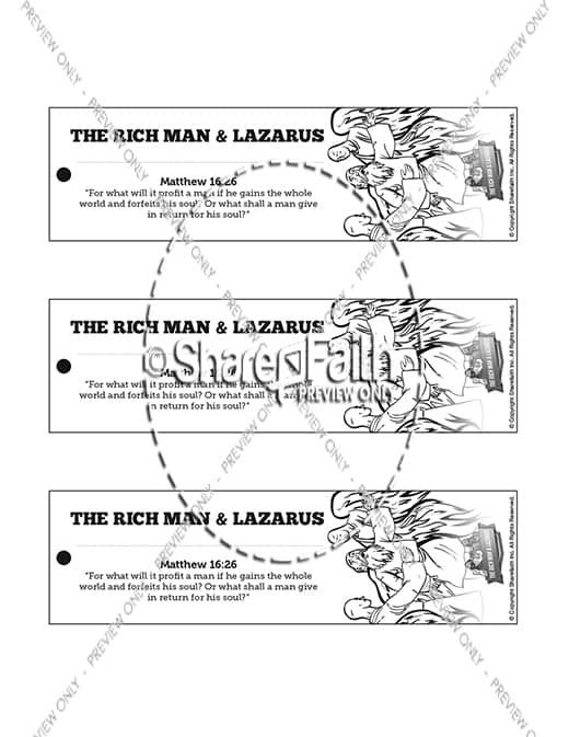 Luke 16 Lazarus and the Rich Man Bible Bookmarks