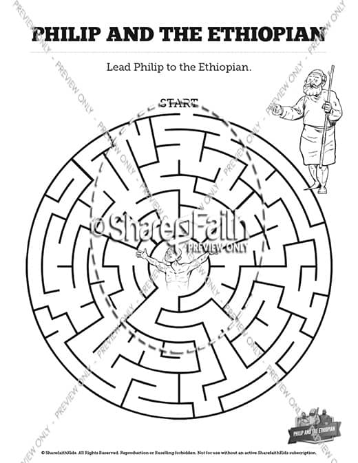 Acts 8 Philip and the Ethiopian Bible Mazes