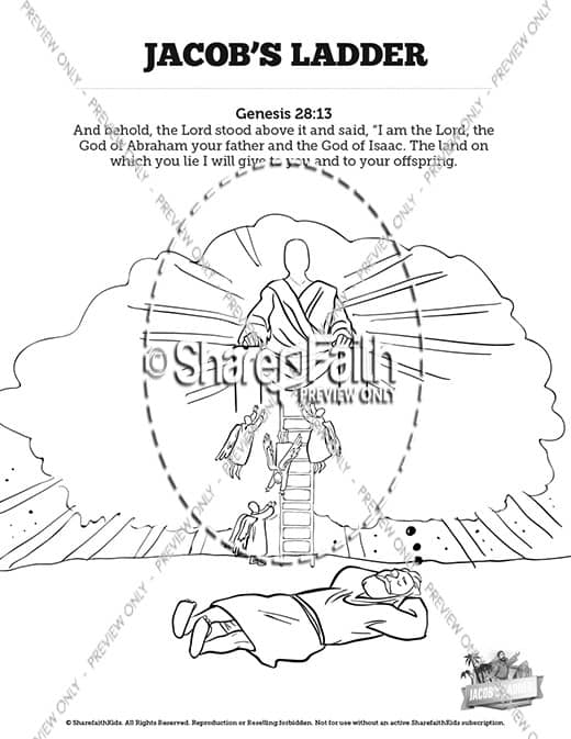 Genesis 28 Jacobs Ladder Sunday School Coloring Pages