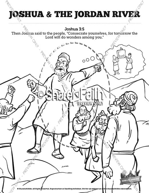 Joshua 3 Crossing the Jordan River Sunday School Coloring Pages