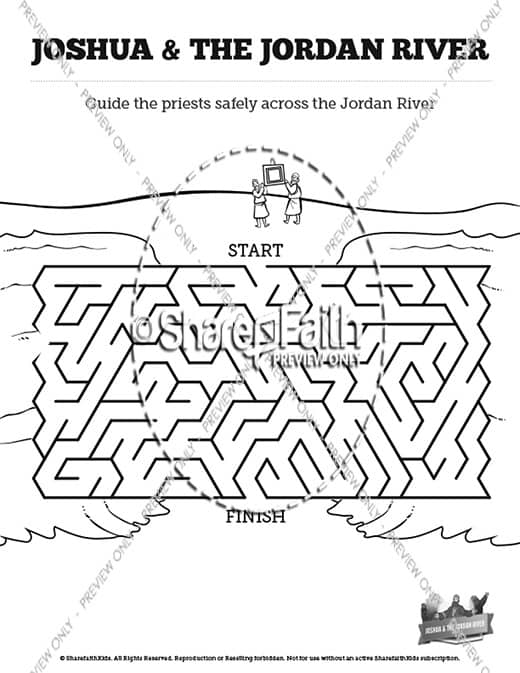 Joshua 3 Crossing the Jordan River River Bible Mazes