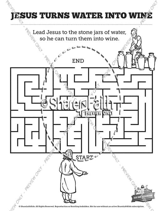 Jesus Turns Water Into Wine Bible Mazes