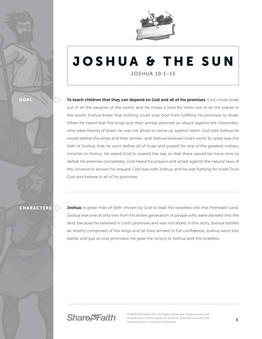 Joshua 10 Sun Stand Still Sunday School Curriculum