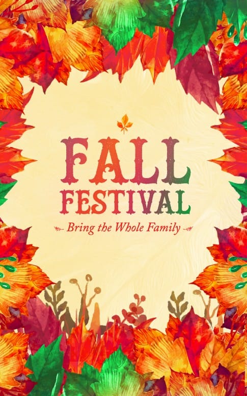 Fall Festival Autumn Leaves Church Bulletin