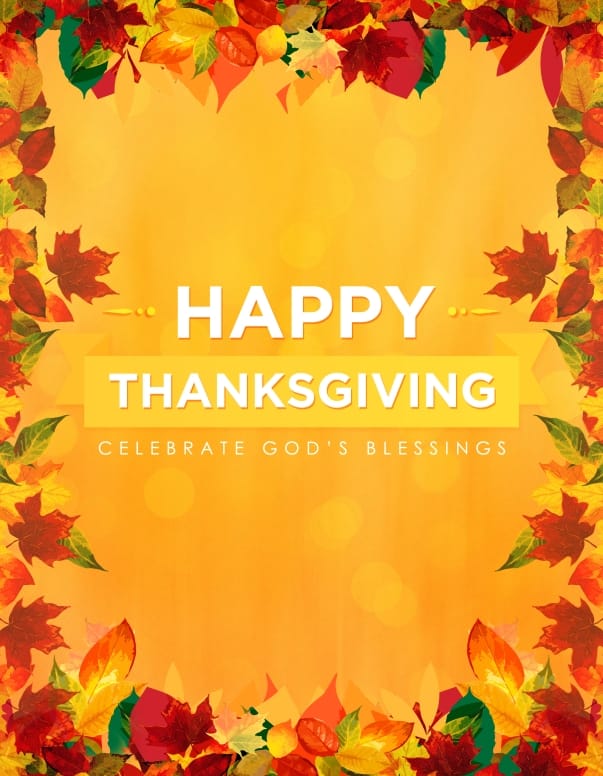 Happy Thanksgiving Blessings Church Flyer