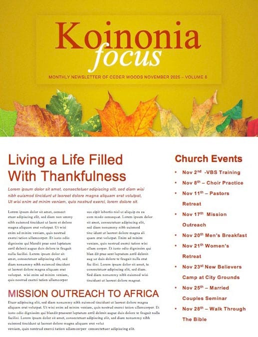 Fall Back Daylight Saving Time Church Newsletter