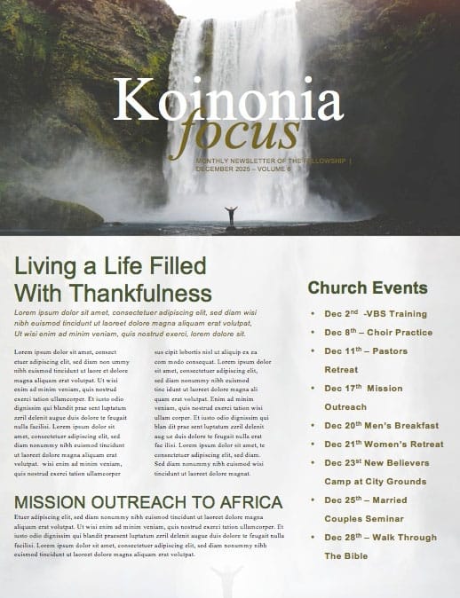 He Restores My Soul Church Newsletter