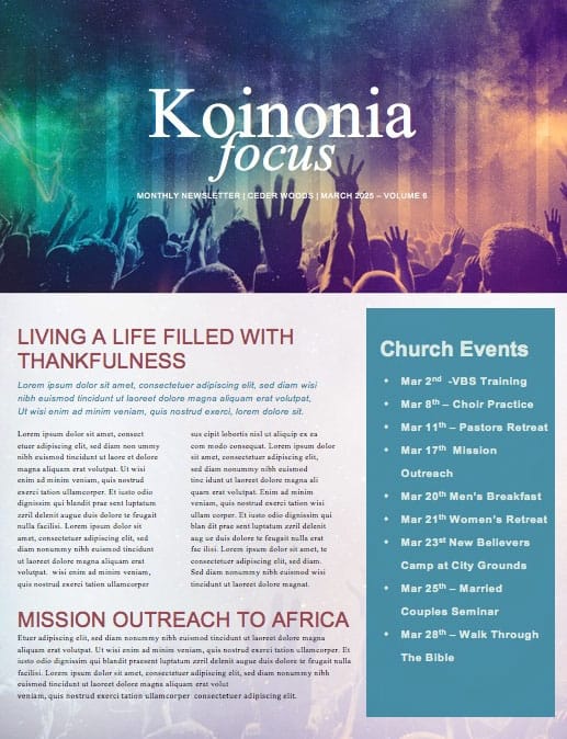 Be Lifted High Church Newsletter