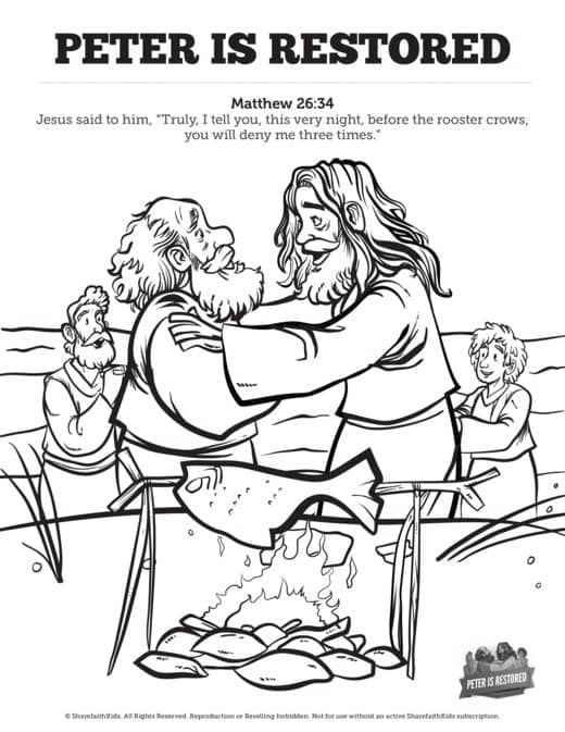 John 21 Peter Is Restored Sunday School Coloring Pages