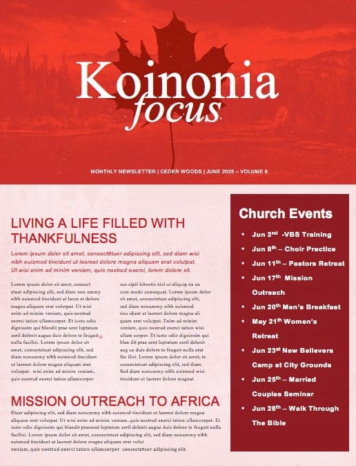 Canada Day Holiday Church Newsletter