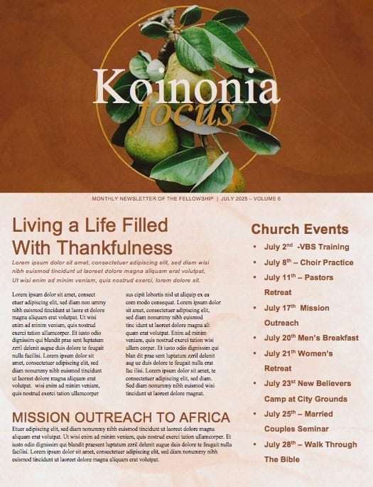 First Fruits Church Newsletter Template