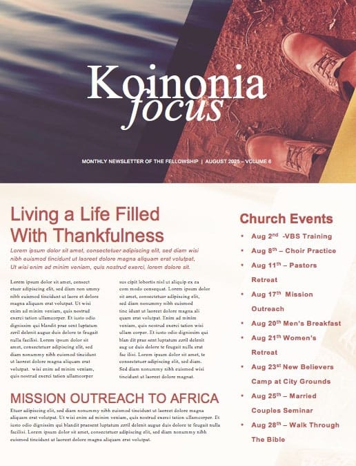 Hands And Feet Church Newsletter Template
