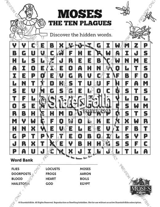 The Ten Plagues Bible Word Search Puzzles