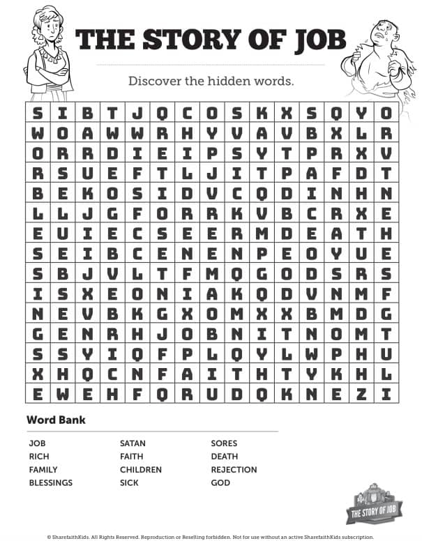 The Story of Job Bible Word Search Puzzles