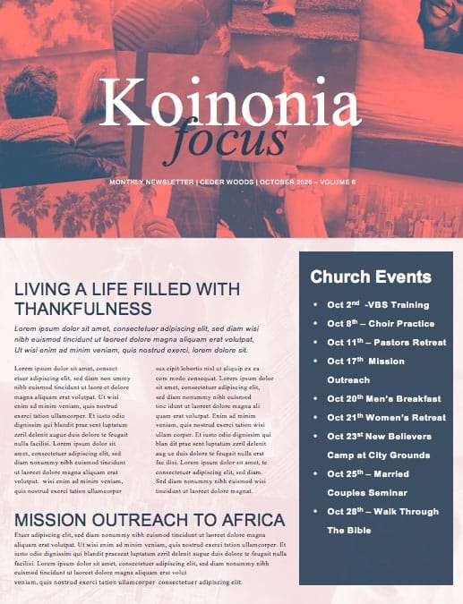 Balance In Life Church Newsletter Template