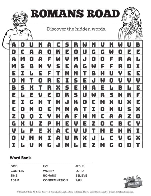 Romans Road Bible Word Search Puzzles