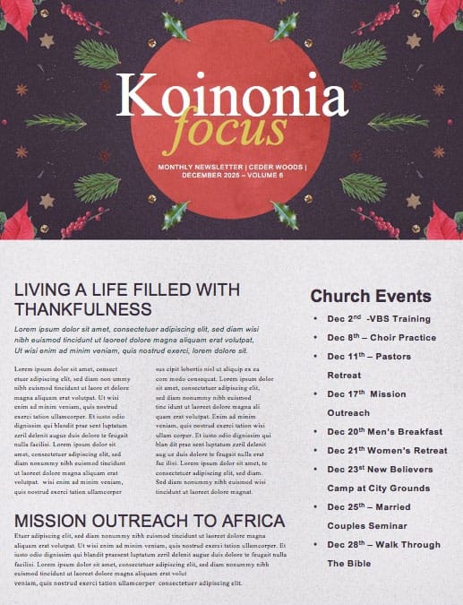 Come Home This Christmas Church Newsletter