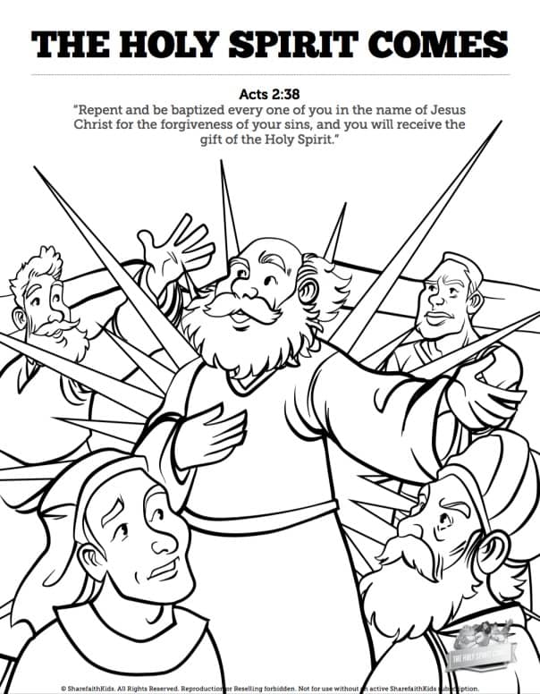 Acts 2 The Holy Spirit Comes Sunday School Coloring Pages