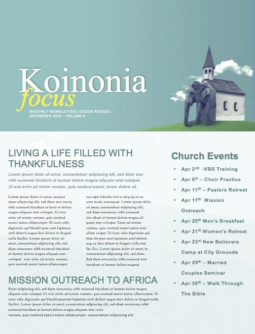 The Elephant In The Church Newsletter