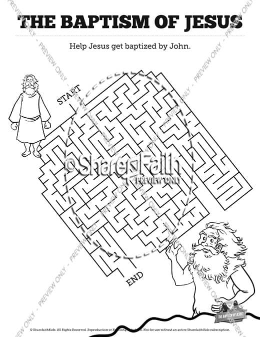 Matthew 3 The Baptism of Jesus Bible Mazes