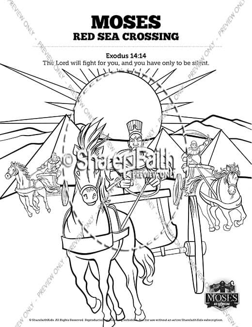 Exodus 12 Moses and The Red Sea Crossing Sunday School Coloring Pages