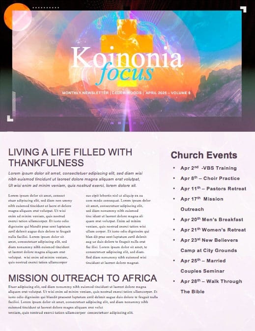 Freedom Through Christ Church Newsletter