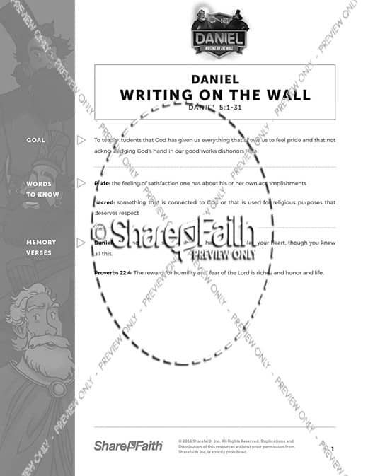 Daniel 5 Writing On The Wall Curriculum