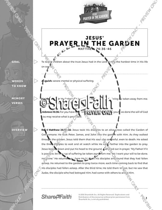 Matthew 26 Prayer in the Garden Curriculum