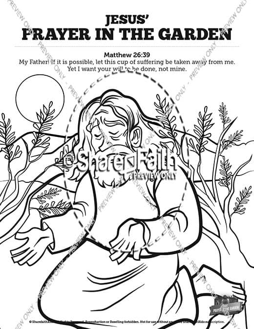 Matthew 26 Prayer in the Garden Sunday School Coloring Pages