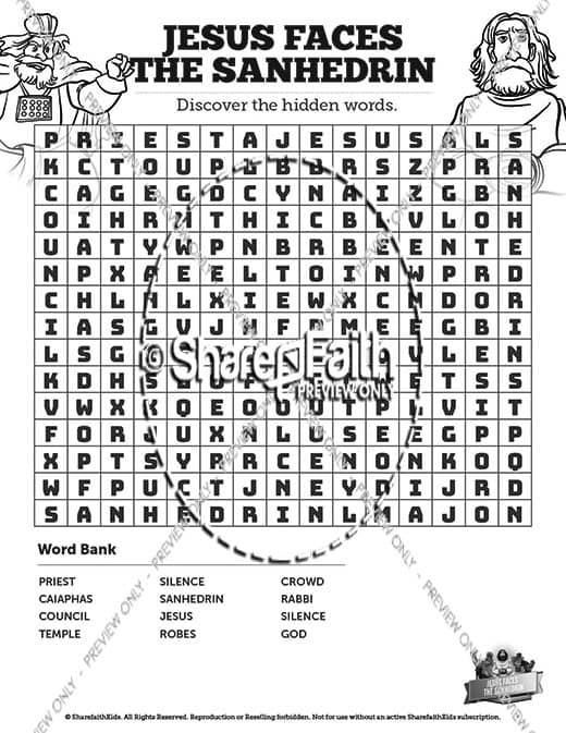 Matthew 26 Jesus Before the Sanhedrin Bible Word Search Puzzles