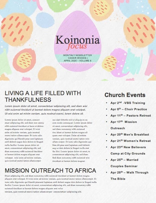 Easter Egg Hunt Pastel Church Newsletter