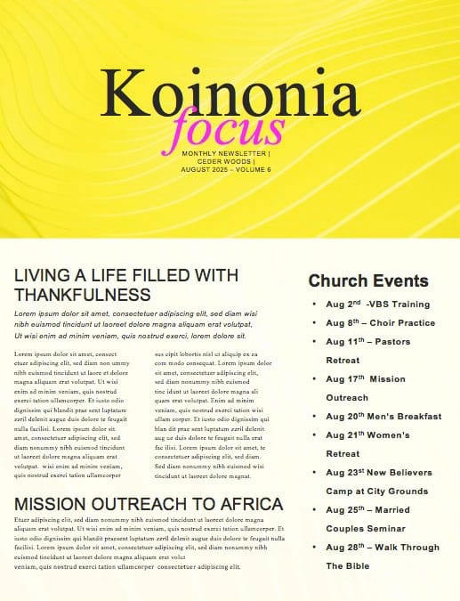 Influencer Yellow Church Newsletter