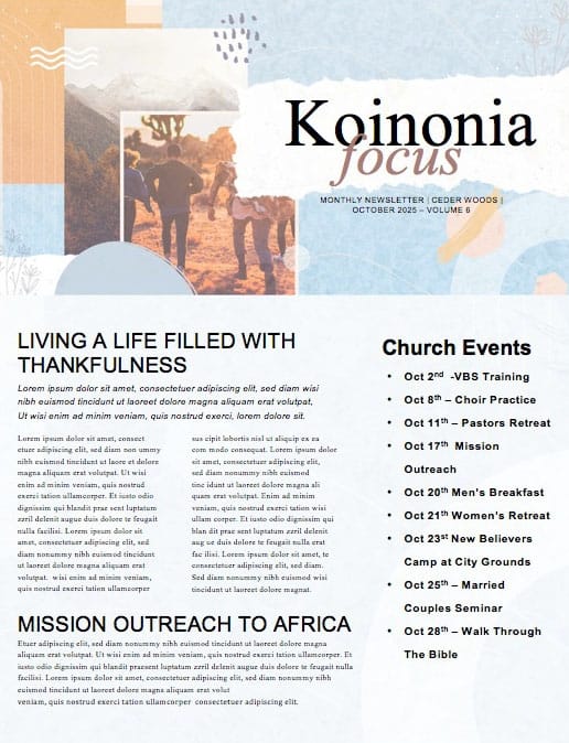 Small Groups Big Difference Church Newsletter