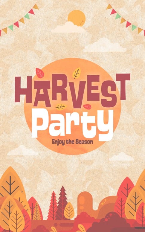Autumn Harvest Party Church Bifold Bulletin