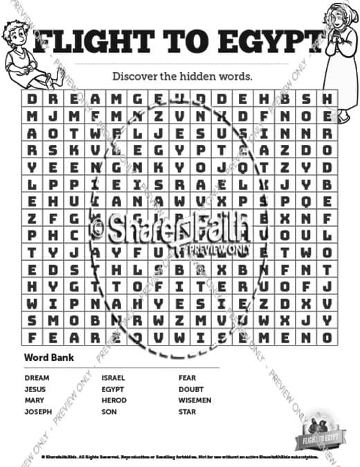Matthew 2 Flight To Egypt Bible Word Search Puzzles