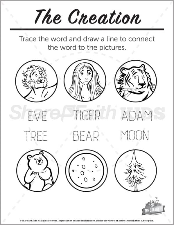 Genesis 1 The Creation Story Preschool Word Picture Match