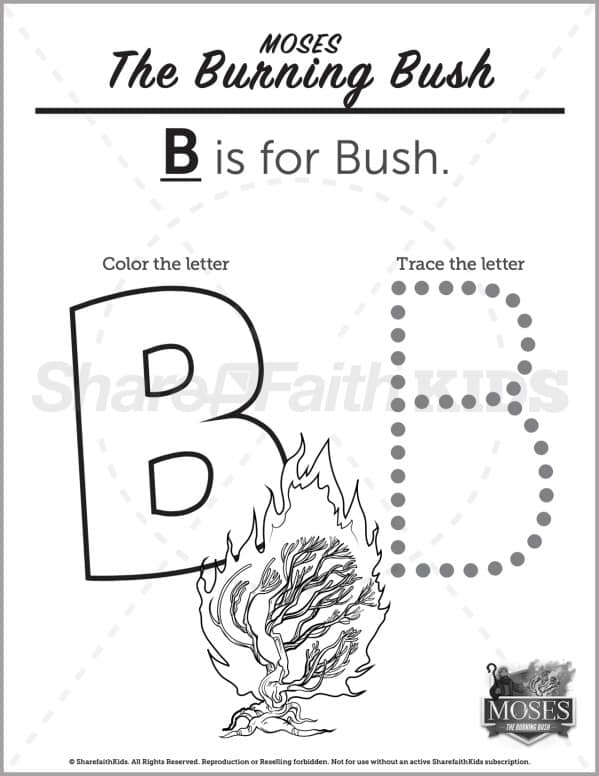 Exodus 3 The Burning Bush Preschool Letter Coloring