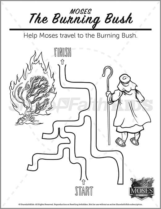 Exodus 3 The Burning Bush Preschool Mazes