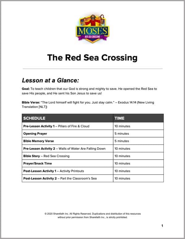 Exodus 12 The Red Sea Crossing Preschool Curriculum
